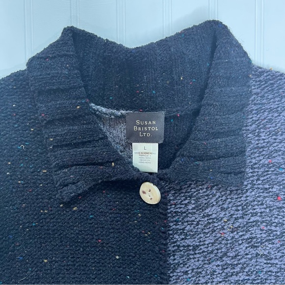 Susan Bristol Long Gray/ Black Patchwork Sweater/ Cardigan - Picture 6 of 15